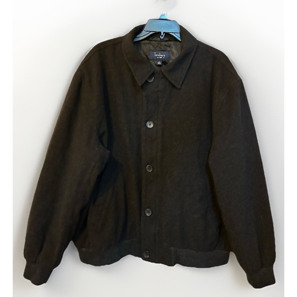 Turnbury Men's XL Black Full Zip Button Up Lined Soft Wool Blend Jacket